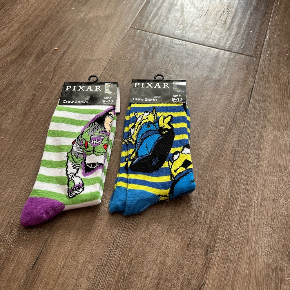 NWT Buzz and the Claw Pixar Crew Socks - Purple and Blue
